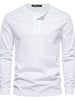 Men's Full Size Quarter Button Round Neck Long Sleeve T-Shirt Plus Size