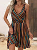 Women’s Deep V-Neck Striped Slip Dress by FitiqueFit