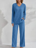 Women’s Ribbed Long Sleeve Top and Pants Loungewear Set by FitiqueFit