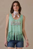 Double D Ranch Rhinestone Suits & Cowboy Boots Fringe Tank Top by Neon Spur