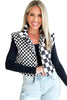 Brown Checkered Stand Collar Cropped Puffer Vest by Wild and Free Boutique