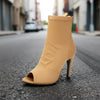 Women’s Peep Toe Stiletto Boots | High Heel Fishmouth Boots by FitiqueFit