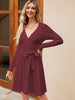 Women's Wrap A-Line Knit Dress Long Sleeve by FitiqueFit