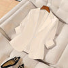 Women's Three-Quarter Sleeve Single-Button Casual Blazer by FitiqueFit