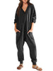 Women’s V-Neck Long Sleeve Solid Color Loose Jumpsuit With Two Side Pockets by FitiqueFit
