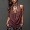 Women's Halterneck V-Neck Backless Slim-Fit Knit Top by FitiqueFit