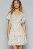 New Summer Cutout Back Frill Floral V-Neck Short Sleeve Mini Dress For Women Fluttering, Chic, Feminine, and Playful Dress with Floral Print and Back Cutout for a Flirty and Elegant Look by Stevvex