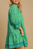 Full Size Tassel Embroidered Sleeve Mini Dress Plus Size Feminine & Stylish Green Dress by Stevvex