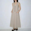 Women's V-Neck Sleeveless Button-Up Pencil Dress by FitiqueFit