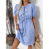Women’s Striped Tie-Front Puff Sleeve Mini Dress by FitiqueFit