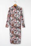 Printed Long Sleeve Midi Slim Dress