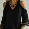 Women’s Off-Shoulder Cross Collar Long Sleeve Top by FitiqueFit