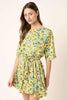 New Summer Floral Tie Waist Half Sleeve Mini Dress –Feminine and Chic Floral Dress with Flattering Tie Waist Detail by Stevvex