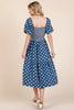 New Floral Embroidered Smocked Puff Sleeve Tiered Midi Dress For Women – Elegant, Romantic, Feminine, and Stylish Midi Dress with Floral Embroidery by Stevvex