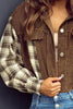 Raw Hem Plaid Cropped Hooded Jacket – Trendy Buttoned Outerwear with Casual Raw Hem Detail by Stevvex