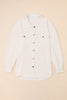 Solid Textured Flap Pocket Buttoned Shacket