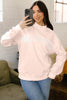 Bright Pink Oversize Blessed Embroidered Mock Neck Sweatshirt by Wild and Free Boutique