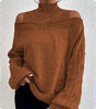 Women’s Elegant Off-Shoulder Turtleneck Sweater — Long Sleeve Knit Top by FitiqueFit