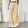 Women's Striped Print Straight Wide Leg Pockets Pants Casual Long Pants by FitiqueFit