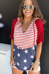 Stars and Stripes Print Drawstring Hoodie