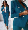 Double-Breasted Lapel Blazer & Zip-Up Trousers Suit by FitiqueFit