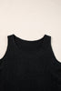 Black Crinkled U Neck Tank Top and Wide Leg Pants Set