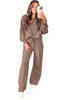Dark Khaki Polo Collar V Neck Pullover and Drawstring Sweatpants Set by Wild and Free Boutique