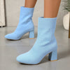 Knitted Round-Toe Sock Boots — High Heel Booties Women by FitiqueFit
