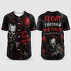 Unisex Horror Graphic Print Baseball Jersey – Slasher Theme Button-Up & Spooky Party Wear