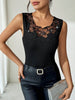 Black Ribbed Rhinestone-Decorated Vest T-Shirt Top by FitiqueFit