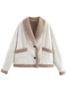 Fuzzy Collared Neck Long Sleeve Jacket with Buttoned Closure and Cozy Pockets by Stevvex