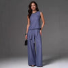 Sleeveless Cotton-Linen Wide-Leg Pants Set – 4 Colors, S–2XL by FitiqueFit