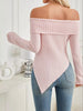 Off-Shoulder Ribbed Knit T-Shirt by Wild and Free Boutique
