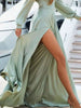 Plus Size Surplice Long Sleeve Slit Maxi Dress by Wild and Free Boutique