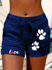 Women's Printed Elastic Waist Cropped Shorts With Pockets by FitiqueFit