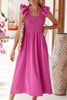 Rose Red Crinkled Ruffle Strap Smocked Midi Dress by Wild and Free Boutique