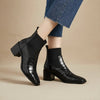 Women's Cowhide Square Toe Chunky Heel Pumps – Vintage Minimalist High Heels by FitiqueFit