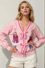 Nutcracker Sequin Bow Decor Cardigan by FitiqueFit