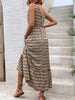 Vintage Printed V-Neck Tie Waist Midi Dress Lightweight Trendy & Elegant Dress for Women by Stevvex