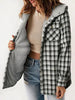 Plaid Snap Down Plush Hooded Jacket Soft & Warm Women Outerwear Cozy And Comfortable Jacket by Stevvex