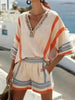 Women's V Neck Top and Shorts Set by FitiqueFit