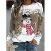 Snowman Printed Panel Loose Sweater – Casual Holiday Knit for Women by FitiqueFit
