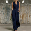 Floral Print Zip-Up Sleeveless Jumpsuit – Women's Wide Leg Romper by FitiqueFit