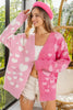 BiBi Heart Color Block V-Beck Knit Cardigan with Pockets by FitiqueFit