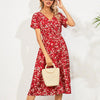 V-Neck Floral Print A-Line Satin Maxi Dress | 8 Colors by FitiqueFit