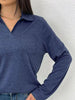 Casual Long Sleeve Polo T-Shirt by Simply Love