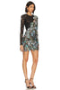 New Sequined Embroidered Round-neck Long-sleeved Dress Hip Skirt For Women