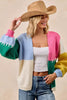 BiBi Color Block Open Front Sweater Cardigan by FitiqueFit