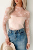Apricot Pink Mock Neck Floral Lace Mesh Long Sleeve Top by Wild and Free Boutique