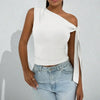 Women’s One-Shoulder Asymmetrical Tie Shoulder Top – Going Out & Party Shirt by FitiqueFit